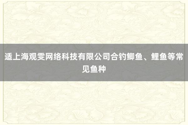 适上海观雯网络科技有限公司合钓鲫鱼、鲤鱼等常见鱼种